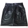 Lace Up Faux Läder Kvinnor Mini Skirt Gothic Punk High Waist Pocket Kjolar Bodycon Clubwear Size S-XXL