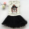 set di abbigliamento per ragazze boutique vestiti per bambini estate per bambini profumo stampare camicie da paillettes a manicotto corto + gonfasti tutu tutu