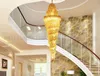 NUEVO Candelabro de oro Palace Swirl Lámpara colgante de cristal grande Villas Hotel Hall Light Escalera Luces Droplight MYY