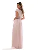 Light Pink Beach Long Modest Bridesmaid Dresses With Petal Sleeves A-line Sashes Country Chiffon Wedding Party Dresses New Custom Made