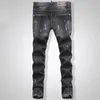 メンズジーンズトップバイカーオイルプリントクラシックメンズファッション高品質スキニーパッチワークデニムD2Jeans MAN14671