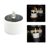 태양 광 홍수 조명 LED Flameless Candle Solar Contreed Lamp Yellow Tea Light Wedding Party Home Decoration 따뜻한 흰색