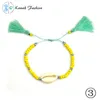 Braccialetti con ciondoli All'ingrosso-KANAK 8 Colori Scelte Bracciale con perline di semi Moda Donna Vera conchiglia da spiaggia con nappa Gioielli BOHO fai da te1