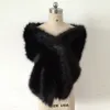 65x13 inç Ucuz Siyah Faux Kürk Kış Gelin Wrap Düğün Akşam Balo Parti Shrug Şal Cape Bolero Ücretsiz Boyutu