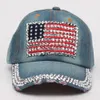 Casquettes de Baseball pour femmes, chapeau drapeau américain du 4 juillet, Cowboy, mode, strass, Denim, 6 panneaux, Snapback, loisirs, soleil