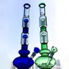 Blaugrüne Wasserpfeifen, gerades Rohr, Glasbong, doppelte 4-Arm-Bäume, Perc-Öl-Dab-Rigs, 18-mm-Verbindungswasserrohre mit diffusem Downstem GB1218