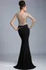 Mode femmes noir voir à travers Sexy robe de bal sirène fente manches longues formelle robe de soirée sur mesure grande taille