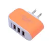 LED Light Triple 3USB ports 3.1A USB AC US EU candy color wall charger home plug for iphone samsung android phones