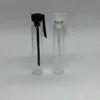 Schwarz-weiße Kappe, 1 ml, leeres Glas, Parfüm-/Köln-Probenfläschchen mit Tropfer, Probengeber, klare Flasche für ätherische Öle, Aromatherapie