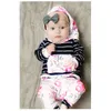 Fashion Infant Clothes Flower Striped Baby Girl Clothes Sets Long Sleeve Hooded T-shirt Pants Newborn Baby Clothing Set Cotton Kids Outfits