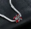 Convient au bracelet en argent sterling, boîte-cadeau de noël, perles rouges, breloques pour chaîne de charme de serpent européen, bijoux à faire soi-même, vente en gros