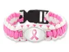 wholesale 300 pezzi nuovi 7 stili rosa combattente contro il cancro al seno speranza nastro consapevolezza braccialetti paracord blu giallo nero campeggio all'aperto