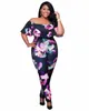 Damen Jumpsuits Strampler Großhandel - 2022 Mode Off Shoulder Print Plus Size Damen Jumpsuit Outfits Sexy Bodycon Combinaison Femme Top