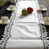 16x53" Europe WHITE Lace Table Runner Hand Embroidery Ployester Lace Wedding Decoration Embroidered Floral Table Cover Dustproof Runners