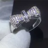 Biżuteria Infinity Kobiety Zaręczyny Zespół Ślubny Pierścień Dla Kobiet Bowknot Styl 5A Cyrkon Crystal 925 Sterling Silver Bridal Pierścienie