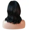 WoodFestival short curly wig medium length synthetic wigs for women heat resistant natural black with hair