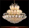 Modern Gold Crystal Chandeliers Lights Fixture European American Lotus Flower Chandelier Golden Crystal Droplight Home Indoor Hotel Lighting