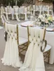 Ivory Chiffon Chair Sashes Wedding Party Deocrationsブライダルチェアはサッシ弓カスタムメイドの色をカバーしています（20inch W * 85inch L）