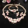 Gold Plated Simulated Pearl Classic Jewelry Set Alloy Vintage African Beads Jewelry Sets For Women Imitation Wedding Accessories