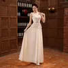 2017 Nova Longo Vestidos Elegant V-Neck V-Back Chiffon noiva vestido de baile Prom Party Baile / vestido formal graduação