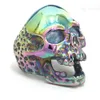 Wsparcie Dropship Personal Personal Rainbow Color Evil Skull Pierścień 316L Stal nierdzewna Man Boy Biker Style fajny pierścień czaszki