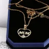 MIC 12 pièces nouvelle mode "maman" amour coeur pendentif coeur incrustation strass clavicule chaîne fête des mères collier cadeau