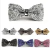 Män Mode Luxury Diamond Bow Slips Glitter Crystal Rhinestone Men Tuxedo Bow Tie Triangle Justerbar För Bröllopsfestgåva