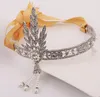 Luksusowy Bridal Crown Hair Band Wysokiej Jakości Sparkle Zroszony Kryształy Królewskie Ślub Korony Kryształowe Veil Pałąk Akcesoria do włosów Party Tiaras