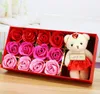 Romantic Gift Set Bath Rose Flower Soap With Floral Scent & Cute Teddy Bear Special Present Valentines Day Wedding Party favors decor