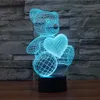 Gece Işıkları Ayı Aşk Sevgili 3D akrilik görsel dokunmatik masa lambası renkli sanat dekor çocuk yaratıcı usb led masa gece ışık