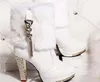 Fashion Winter High Heel Snow Boots Women039S chunky Heel Rhinestone Platform Faux Top Top Onkle Boots287x607463