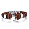 Pulseira de couro masculina jóias pirata estilo liga pulseira de âncora para masculino joyeria ancas pulsera brazalete