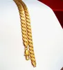 Stałe klasyki 24 K żółty Solid Gold GF Real Antkid Cuban Link Łańcuch Naszyjnik 60cm 23.6 cal 600mm 10mm Szeroki prezent