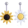 Gofuly Top Top Sunflower Flower Surgical Steel Belly Butly Button Ring Dericing Bodich Body Best