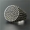 Support Dropship New Design Silver Black Round Ring 316L Rostfritt stål Fashion Jewelry Biker -stil som säljer ring244h