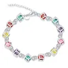 100 new high quality 8 inch long 925 silver inlaid stone bracelet fashion girl jewelry free shipping
