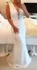 セクシーな白い色のプロンプのドレス新しい到着人魚ノースリーブロングレースのビーズの形式的な着用パーティガウンカスタムメイドのプラスサイズ