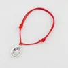 20 peças pulseiras ajustáveis corda de cera vermelha antiga liga de prata pingente de ST Christopher pulseira ajustável B-31233D