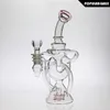 SAML 21.5CM Tall Glas Bong Hookahs Double Recycler Högkvalitativ oljeplattform DAB Riggar Vattenrör Kvinnlig fogstorlek 14.4mm PG5110