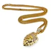 Fashion Men Rock Hip Hop Lion Head Pendant Necklace Iced Out American Star Male Full Rhinestone Jewelry Long Chain For Mens4344589