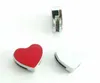 20 50st Lot 8mm Red Heart Slide Charms Diy Alloy Accessories Passar för 8mm armbandsnyckeltröjor Fashion Jewelrys335H