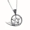 Cool presentgjutning 316L Stainless Steel Pentagram Satanic Symbol Satan Worship Pendant Halsband med kedja