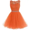 Crystal Appliques Short Homecoming Dresses Sheer Jewel Neck Keyhole Back A Line Cocktail Party Gowns For Girls New Arrival