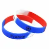 1PC Football Team Fashion Silicone Rubber Wristband Segmented Color Printed Logo Brazil Portugal Spain and France