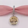 Andy Jewel Pandora Beads 925 Silver 14K Gold Family Roots Pendant Charm passar Europeiska stil smycken armband och halsband 791988CZ Pandora