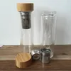 400 ml Bambusdeckel, doppelwandiger Teebecher aus Glas. Inklusive Sieb und Filterkorb. Wasserflaschen, schneller Versand