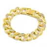 Hip Hop heren Iced Out Armbanden Gesimuleerde Half Diamond Bangles Gold Filled Miami Cubaanse Link Chain voor Heren Mode-sieraden