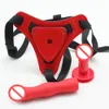 Pembe ve kırmızı kayış yapay penis seks oyuncakları için silikon silikon yapay penis strapon kayış silikon sahte penis ile pantolon2193498