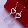 Moda Takı Seti 925 ayar gümüş kalp anahtar kolye kolye küpe Moda Takı Setleri kadınlar için düğün hediyeleri ücretsiz kargo