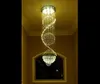 Moderno LED Spirale Sfera Goccia di pioggia K9 Lampadario di cristallo Apparecchio di illuminazione Lampadario per soggiorno Hotel Corridoio Foyer Entrata